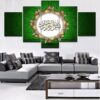 Muslim Islamic Green - Religion 5 Panel Canvas Art Wall Decor