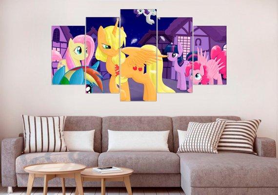 My Little Pony Nursery - Cartoon 5 Panel Canvas Art Wall Decor My Little Pony Nursery - Cartoon 5 Panel Canvas Art Wall Decor