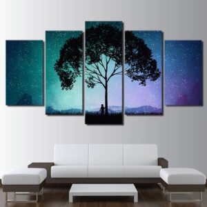 Mysterious Starry Sky - Landscape 5 Panel Canvas Art Wall Decor