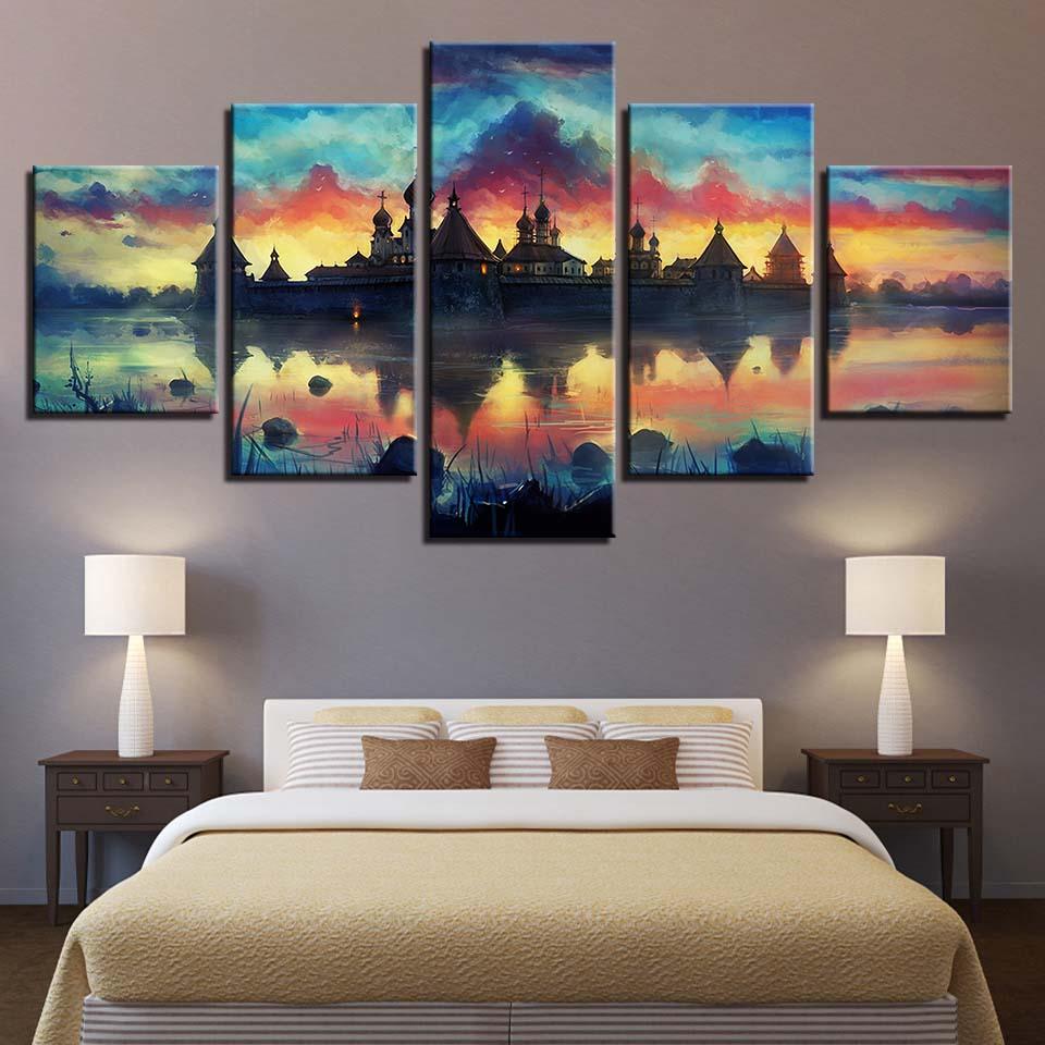 Mysterious castle - Nature 5 Panel Canvas Art Wall Decor Mysterious castle - Nature 5 Panel Canvas Art Wall Decor