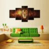 Mystic King Lion - Animal 5 Panel Canvas Art Wall Decor