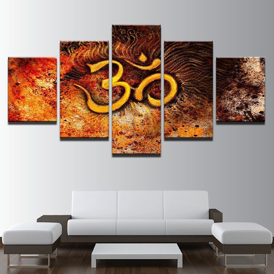 Mystical Om - Religion 5 Panel Canvas Art Wall Decor Mystical Om - Religion 5 Panel Canvas Art Wall Decor