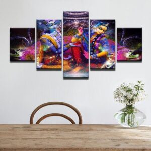 Myth Vishnu And Lakshmi - Religion 5 Panel Canvas Art Wall Decor