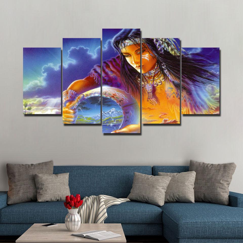 Myths on sea - Abstract 5 Panel Canvas Art Wall Decor Myths on sea - Abstract 5 Panel Canvas Art Wall Decor