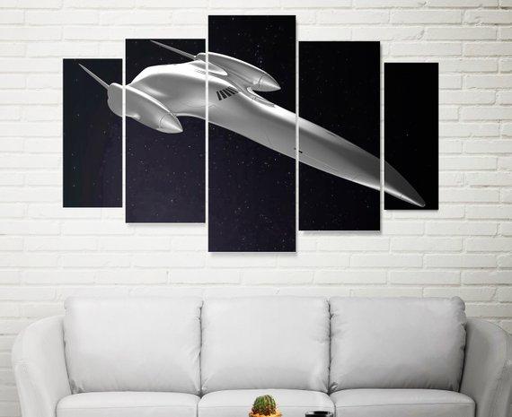 Naboo Royal Ships Space - Movie 5 Panel Canvas Art Wall Decor Naboo Royal Ships Space - Movie 5 Panel Canvas Art Wall Decor