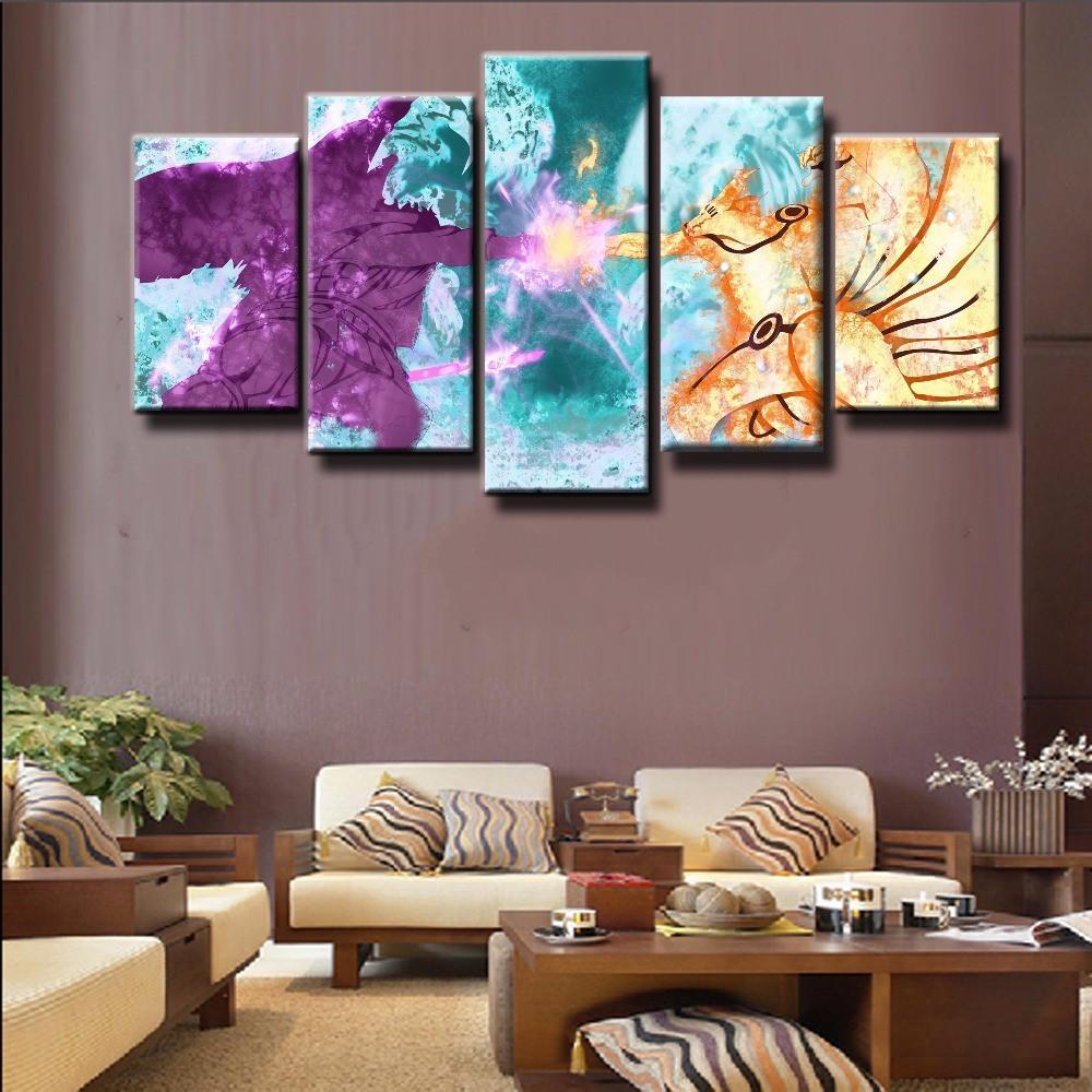Naruto Fight - Cartoon 5 Panel Canvas Art Wall Decor Naruto Fight - Cartoon 5 Panel Canvas Art Wall Decor