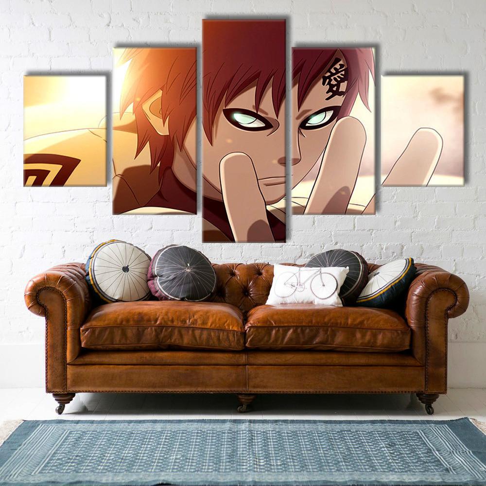 Naruto : Gaara - Anime 5 Panel Canvas Art Wall Decor Naruto : Gaara - Anime 5 Panel Canvas Art Wall Decor