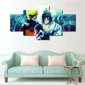Naruto Shippuden: Naruto And Sasuke - Anime 5 Panel Canvas Art Wall Decor