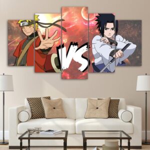 Naruto and Sasuke 03 - Anime 5 Panel Canvas Art Wall Decor
