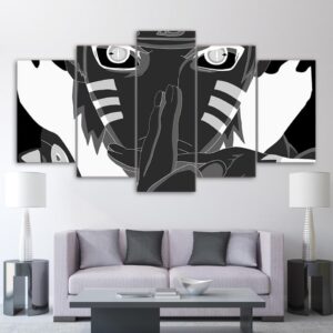 Naruto black and white 02 - Anime 5 Panel Canvas Art Wall Decor