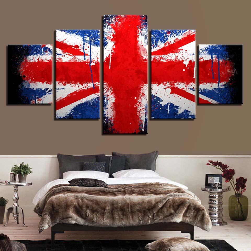 National Flag 2 - Abstract 5 Panel Canvas Art Wall Decor National Flag 2 - Abstract 5 Panel Canvas Art Wall Decor