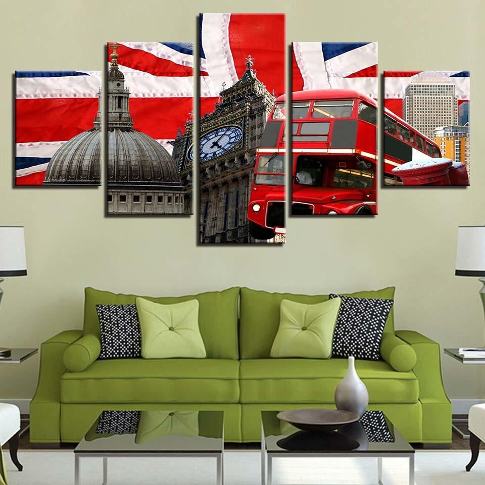 National Flag 3 - Abstract 5 Panel Canvas Art Wall Decor National Flag 3 - Abstract 5 Panel Canvas Art Wall Decor