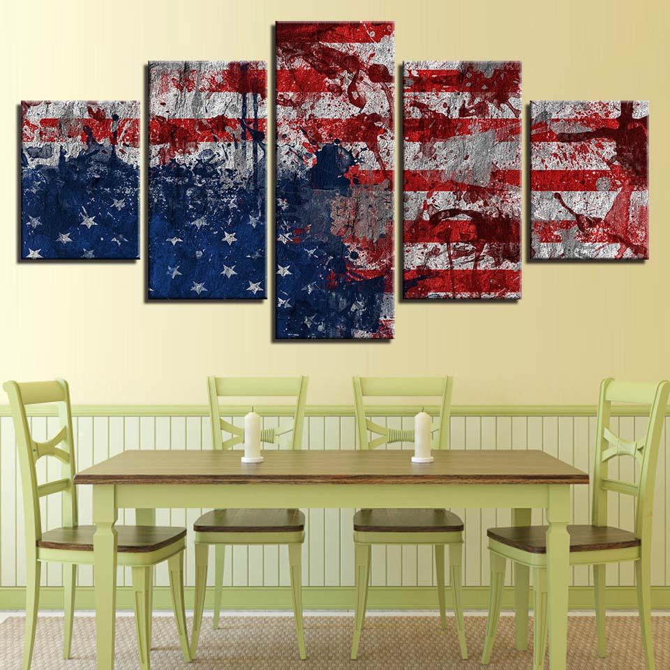National Flag 4 - Abstract 5 Panel Canvas Art Wall Decor National Flag 4 - Abstract 5 Panel Canvas Art Wall Decor