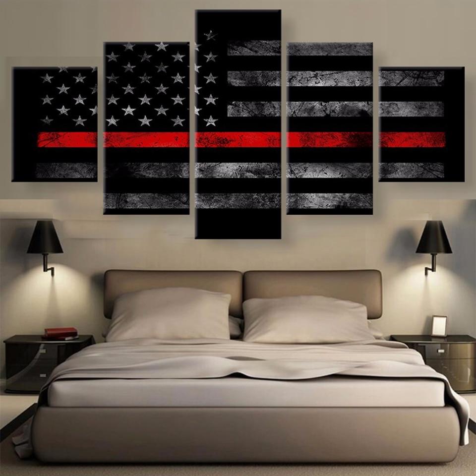 National Flag 50 - Abstract 5 Panel Canvas Art Wall Decor National Flag 50 - Abstract 5 Panel Canvas Art Wall Decor