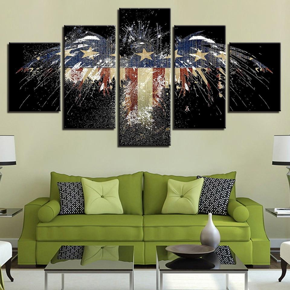 National Flag 7 - Abstract 5 Panel Canvas Art Wall Decor National Flag 7 - Abstract 5 Panel Canvas Art Wall Decor