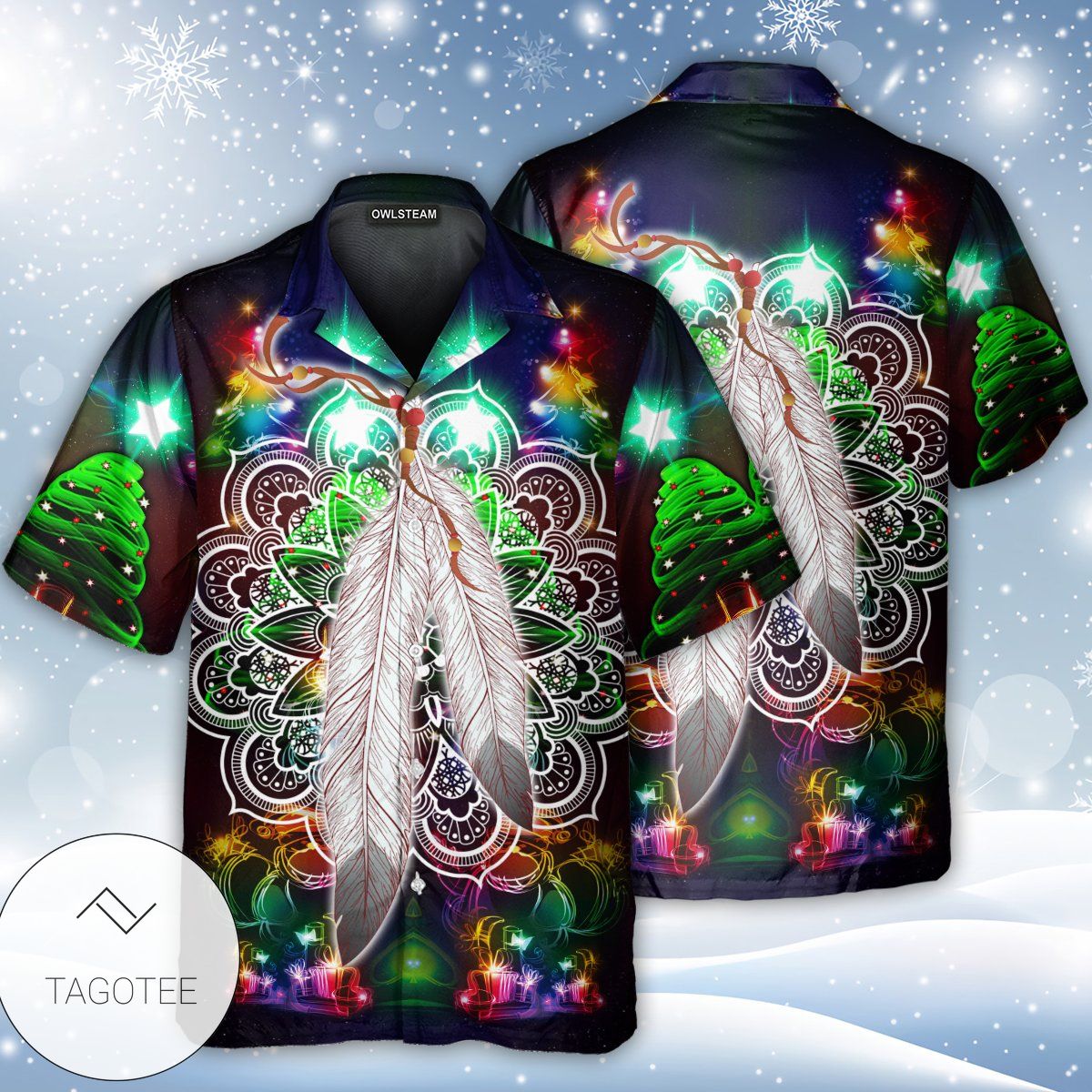 Native Feather Mandala Merry Christmas Hawaiian Shirt Native Feather Mandala Merry Christmas Hawaiian Shirt