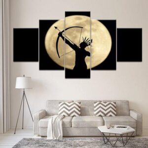 Native Moon Indian - Army 5 Panel Canvas Art Wall Decor