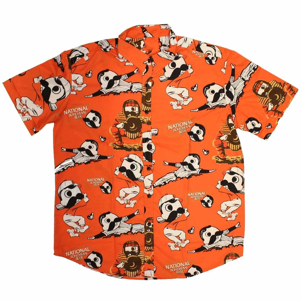Natty Boh Baseball Players Orange Hawaiian Shirt Natty Boh Baseball Players Orange Hawaiian Shirt