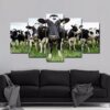 Natural Milk Cow Group - Animal 5 Panel Canvas Art Wall Decor