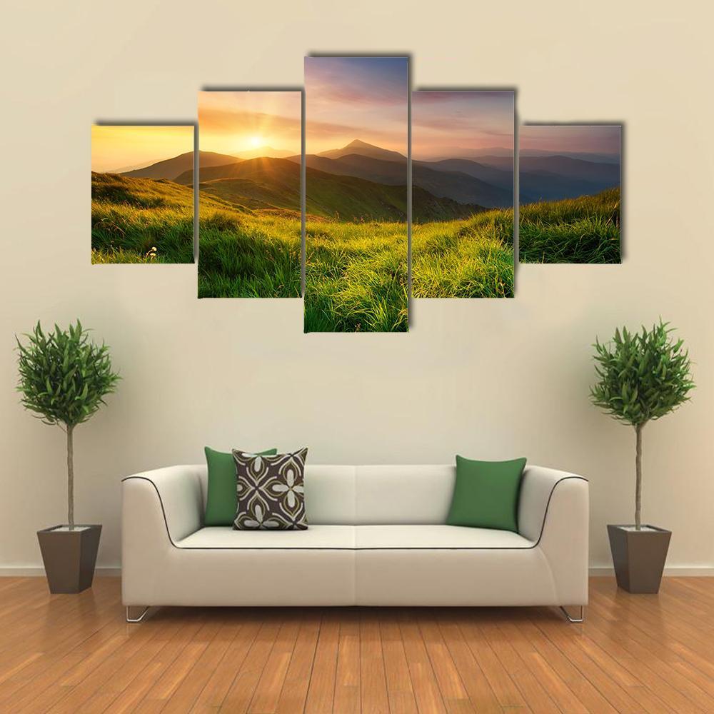 Natural Summer Landscape - Nature 5 Panel Canvas Art Wall Decor Natural Summer Landscape - Nature 5 Panel Canvas Art Wall Decor