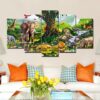 Nature Animals Park - Animal 5 Panel Canvas Art Wall Decor