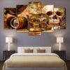 Nautical Adventure Tool And Skull - Abstract 5 Panel Canvas Art Wall Decor