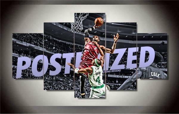 Nba Lebron James Of Cavaliers - Sport 5 Panel Canvas Art Wall Decor Nba Lebron James Of Cavaliers - Sport 5 Panel Canvas Art Wall Decor
