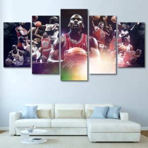 Nba Star Michael Jordan - Sport 5 Panel Canvas Art Wall Decor