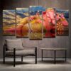 Ndia Ganesha Elephant Trunk God - Religion 5 Panel Canvas Art Wall Decor
