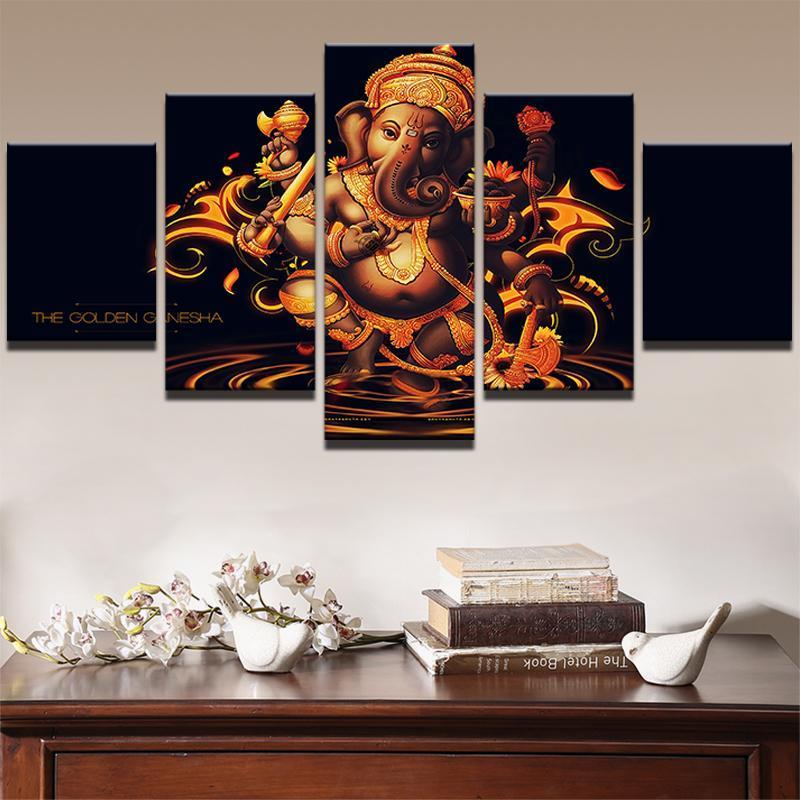 Ndia Tibetan Buddhism Ganesha - Religion 5 Panel Canvas Art Wall Decor Ndia Tibetan Buddhism Ganesha - Religion 5 Panel Canvas Art Wall Decor