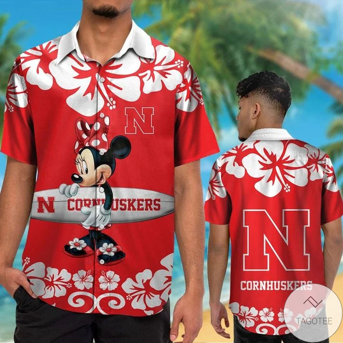 Nebraska Cornhuskers & Minnie Mouse Hawaiian Shirt Nebraska Cornhuskers & Minnie Mouse Hawaiian Shirt