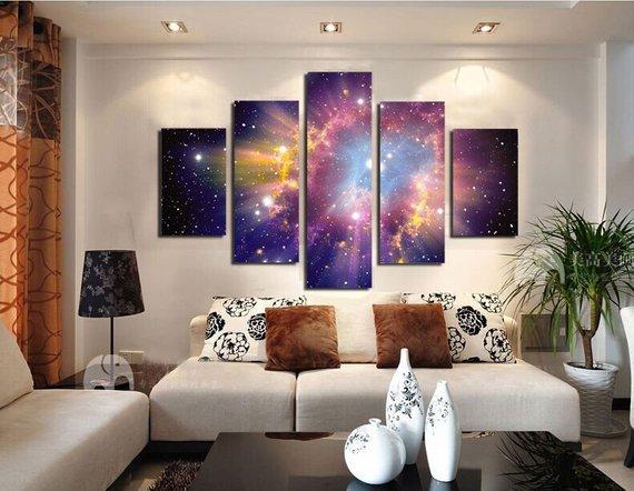 Nebula Cloud 01 - Space 5 Panel Canvas Art Wall Decor Nebula Cloud 01 - Space 5 Panel Canvas Art Wall Decor