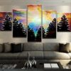 Nebula Forest - Nature 5 Panel Canvas Art Wall Decor