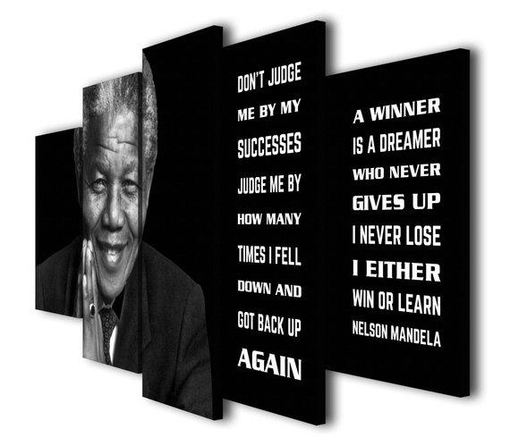 Nelson Mandela - Famous Person 5 Panel Canvas Art Wall Decor Nelson Mandela - Famous Person 5 Panel Canvas Art Wall Decor