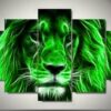 Neon Lion - Abstract Animal 5 Panel Canvas Art Wall Decor