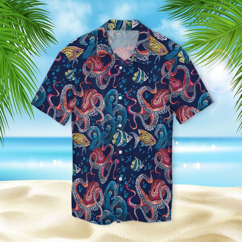 Neon Octopus Hawaiian Shirt Neon Octopus Hawaiian Shirt