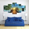 New Day On The Lake - Nature 5 Panel Canvas Art Wall Decor