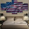 New England Patriots American Flag Sport - 5 Panel Canvas Art Wall Decor