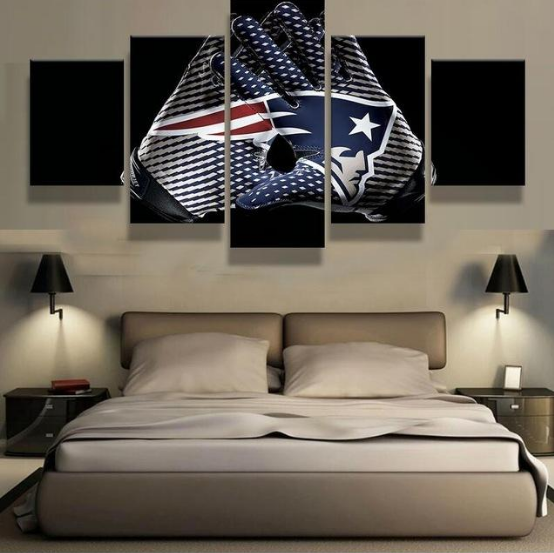 New England Patriots Glove - Sport 5 Panel Canvas Art Wall Decor New England Patriots Glove - Sport 5 Panel Canvas Art Wall Decor