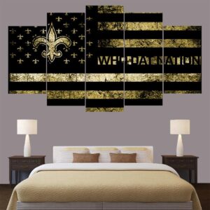 New Orleans Saints Football American Flag Sport - 5 Panel Canvas Art Wall Decor