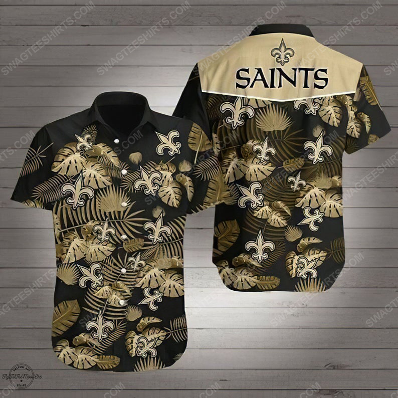New Orleans Saints Logo Football Summer Vacation Hawaiian Shirt New Orleans Saints Logo Football Summer Vacation Hawaiian Shirt