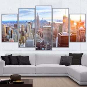 New York Building Sky - Nature 5 Panel Canvas Art Wall Decor