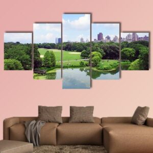 New York Central Park View From Belveder - Nature 5 Panel Canvas Art Wall Decor