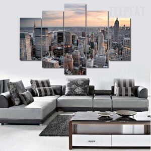 New York City Landscape View - Nature 5 Panel Canvas Art Wall Decor