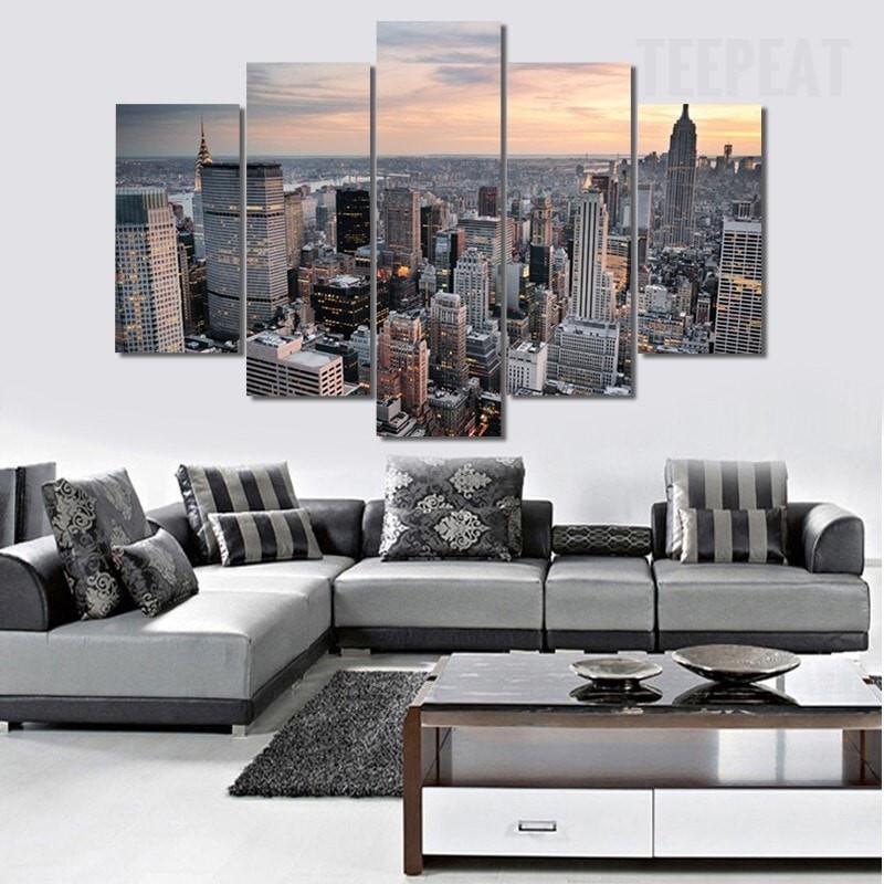 New York City Landscape View - Nature 5 Panel Canvas Art Wall Decor New York City Landscape View - Nature 5 Panel Canvas Art Wall Decor