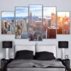 New York City Overhead Sky View Modern Buildings - Nature 5 Panel Canvas Art Wall Decor