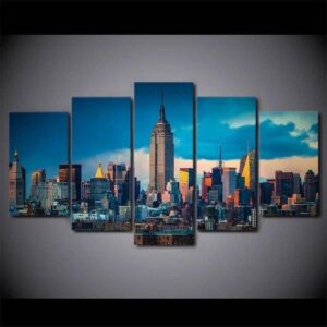 New York City Skyline 2 - Nature 5 Panel Canvas Art Wall Decor