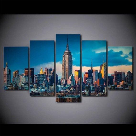 New York City Skyline 2 - Nature 5 Panel Canvas Art Wall Decor New York City Skyline 2 - Nature 5 Panel Canvas Art Wall Decor