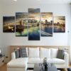 New York City Twilight - Nature 5 Panel Canvas Art Wall Decor