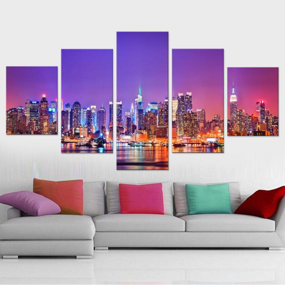New York City View - Nature 5 Panel Canvas Art Wall Decor New York City View - Nature 5 Panel Canvas Art Wall Decor